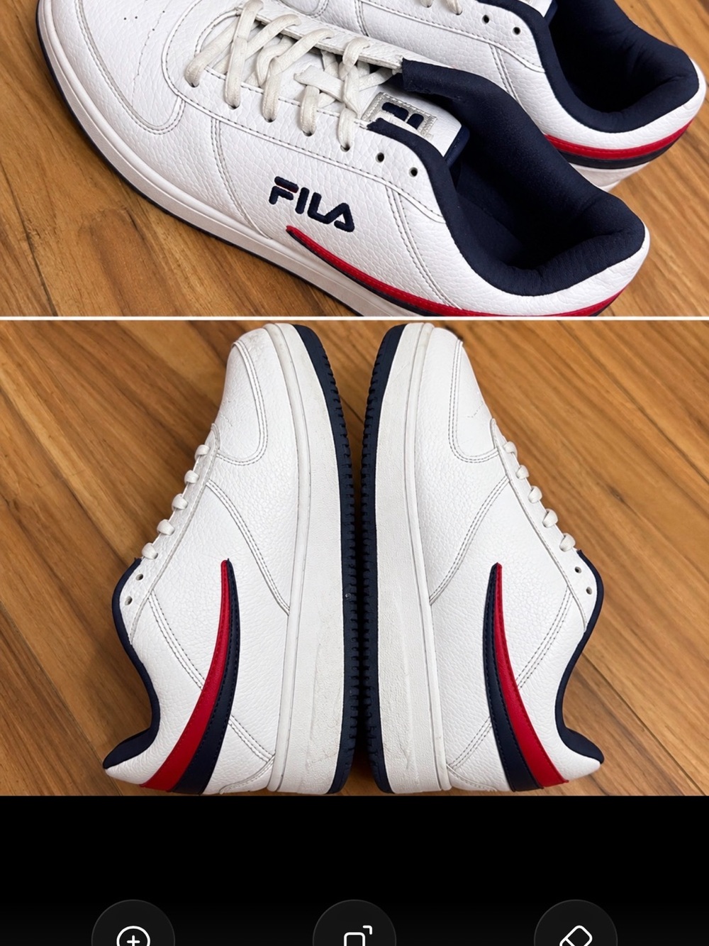 FILA White Sneakers with Navy & Red Accents